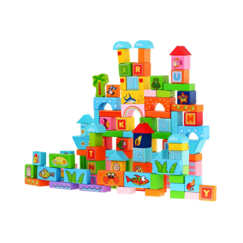 Zestaw drewnianych klocków 